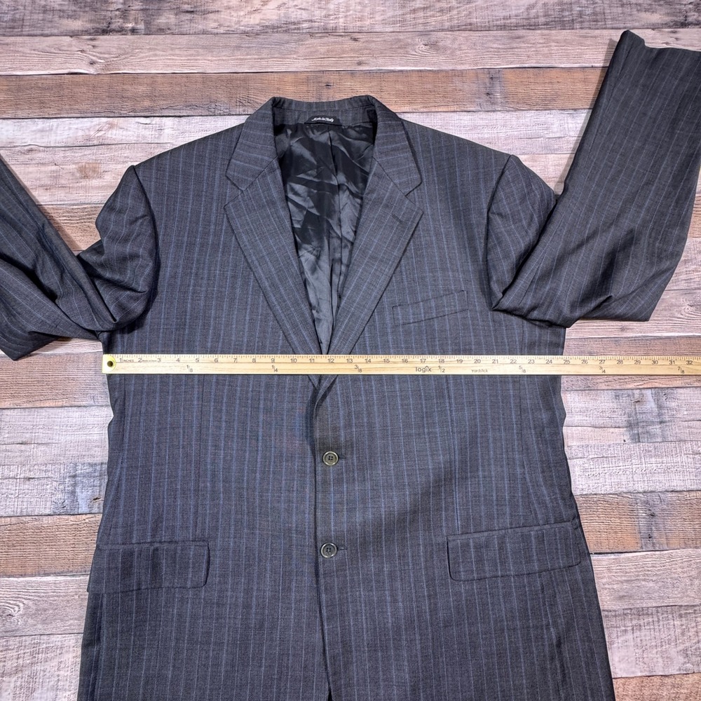 Chiavari Mens Suit Jacket Fintes Super 100s Wool‎ Gray Pinstripe Blazer Size 48L - Picture 8 of 8